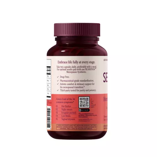 SEASON34-Menopause Relief for Women-60 Ct - Hot Flashes, Night Sweats, Mood, Libido - Hormone-Free