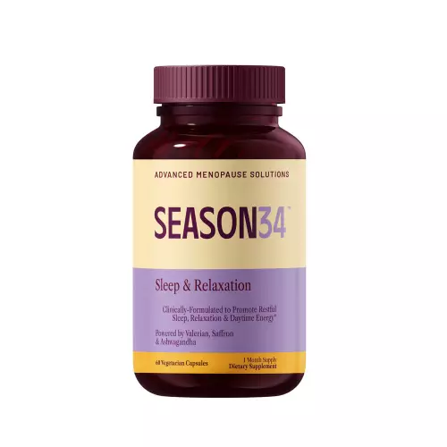 SEASON34-Menopause Sleep Support - 60 Ct - Night Sweats, Restless Sleep, Fatigue - Melatonin-Free