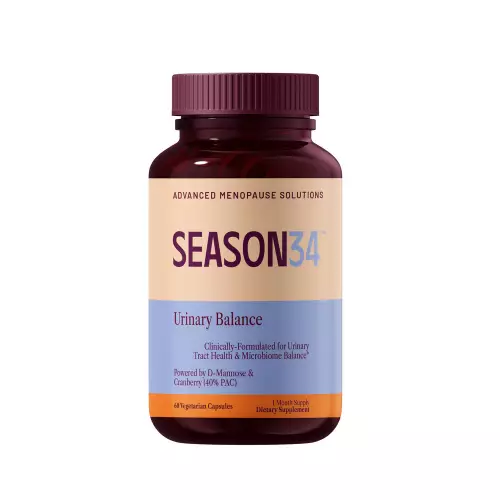 SEASON34-Menopause Urinary Tract Support - 60 Ct - Urgency, Frequency - D-Mannose, Cranberry 40% PAC