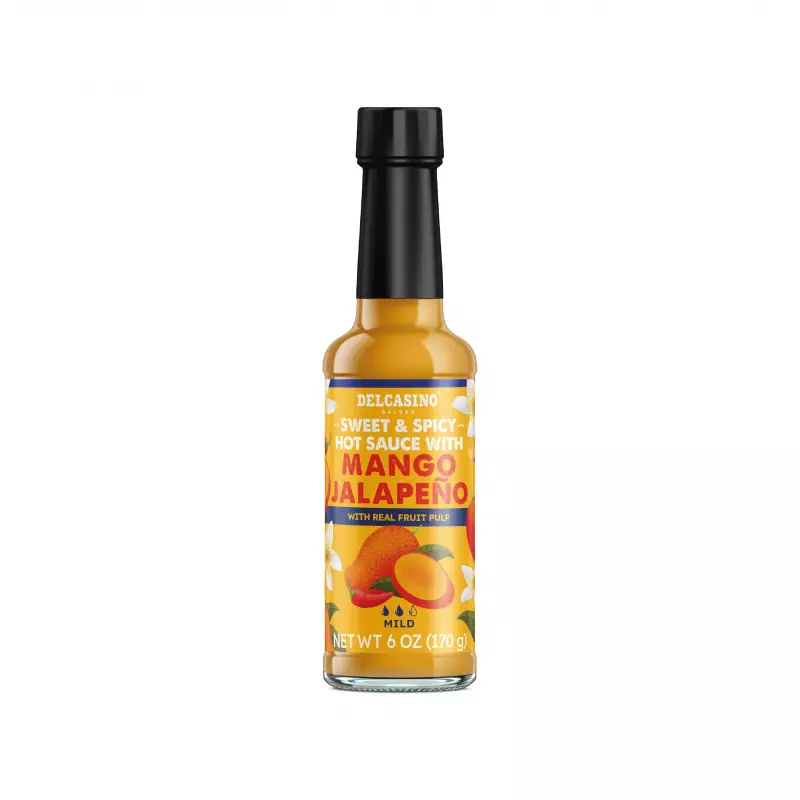 Sweet and spicy hot sauce with mango and jalapeño/habanero bell pepper/natural vinegar-glass jar 6oz