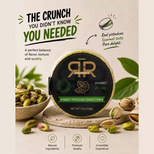 Sweet Pistachio Confection with Low Fat Milk and Brown Sugar, Gourmet Quality Net. Cont 1oz,