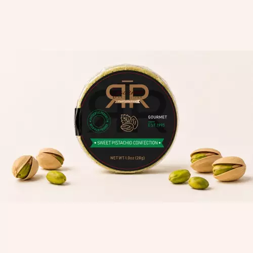 Sweet Pistachio Confection with Low Fat Milk and Brown Sugar, Gourmet Quality Net. Cont 1oz,