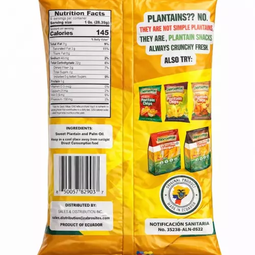 Zabrositos - Plantain Chips Sweet/Maduro 5 oz - Natural, Vegan, Gluten Free, No Trans Fat E