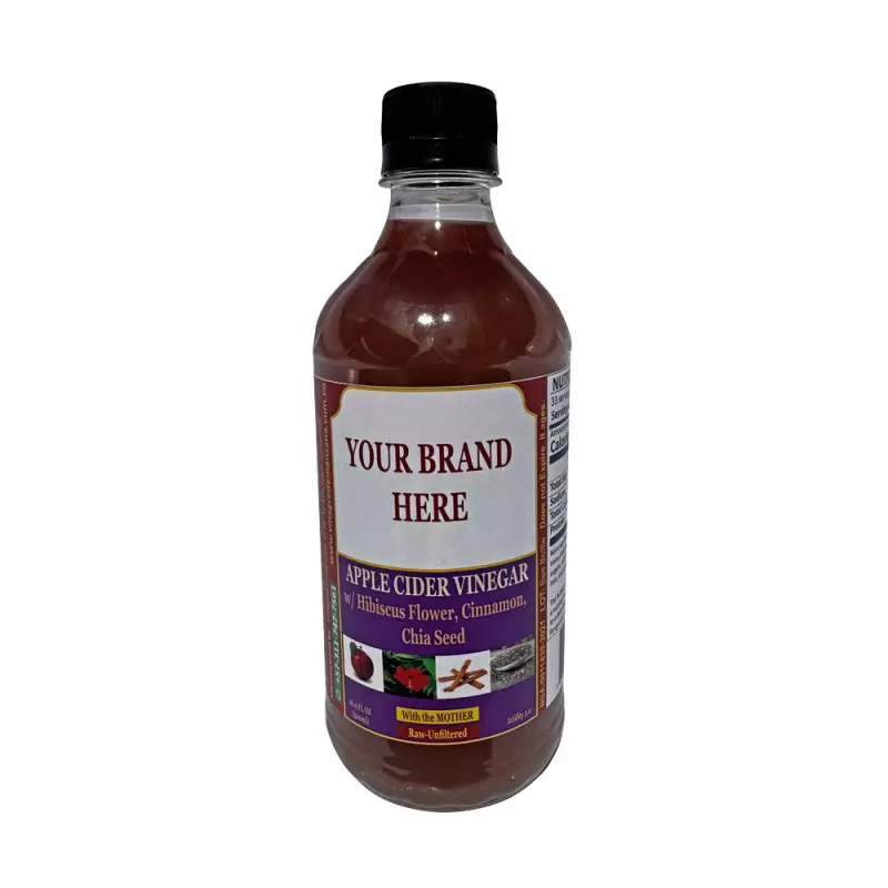 Apple Cider Vinegar, w/ mother, unfiltered, w/ Hibiscus Flwr Cinnamon Chia Seed 16,9 oz.