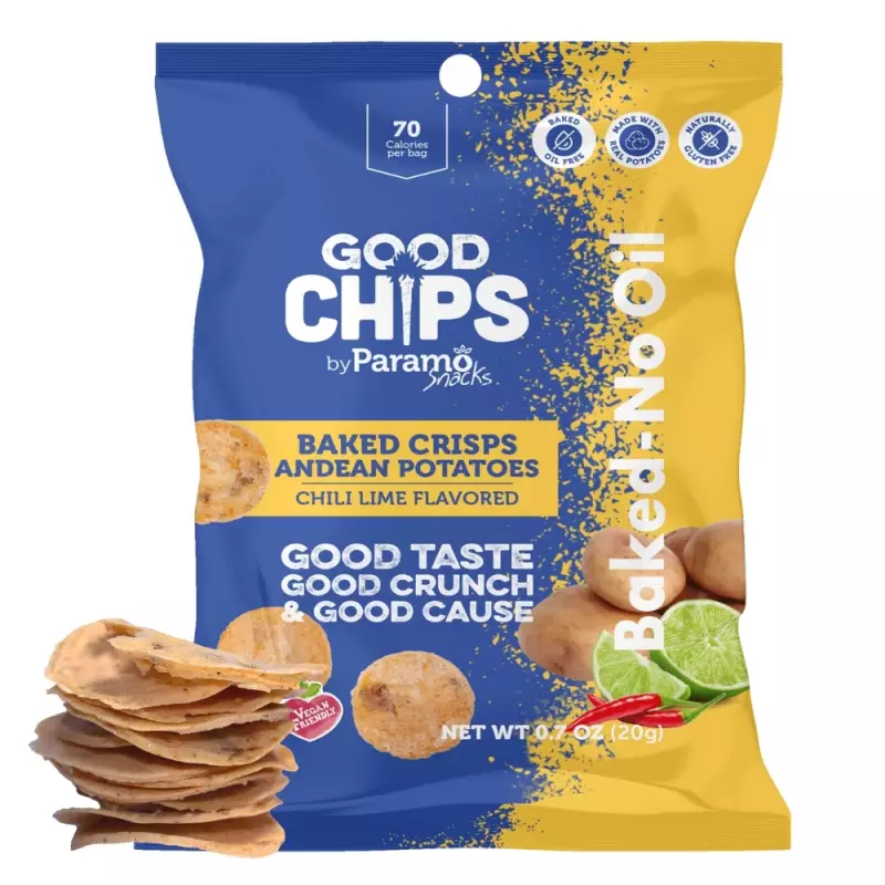 Baked Andean Potato Chili Lime Crisps 0.7oz Snack - Vegan. no oil. no added sugar. gluten free