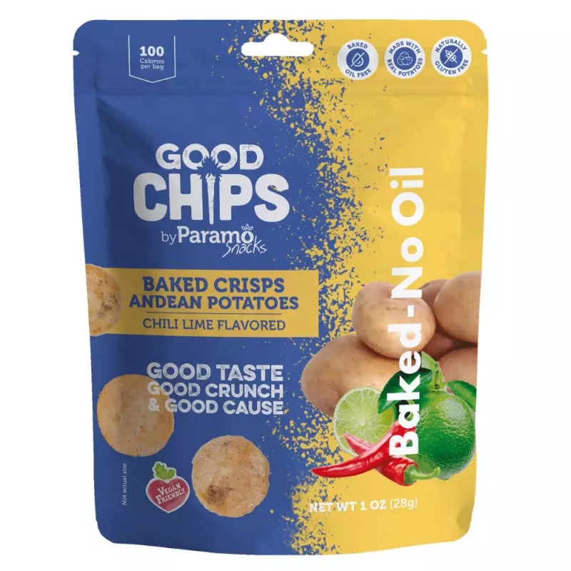 Baked Andean Potato Chili Lime Crisps 1oz Snack - Vegan. no oil. no added sugar. gluten free