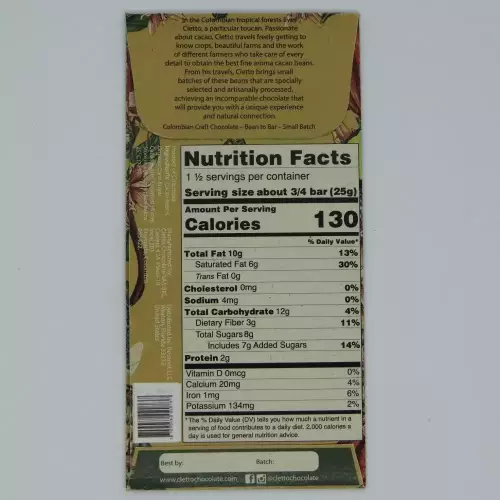 Dark Chocolate Bar - 82% Cacao Filled with Creamy honey - 1.76 oz - Colombian Bean-to-Bar Chocolate