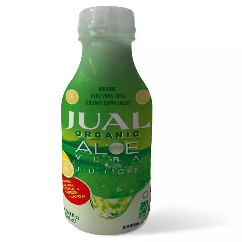 Organic Lemon & Ginger Aloe Vera Juice - 16.7oz - Vegan, Zero Sugar, Aloin/Gluten Free, Kosher.