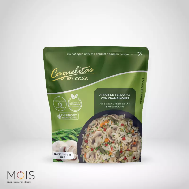 Rice with Green Beans and Mushrooms -12.95Oz-Vegan-Colombian - Low Calories - Preservatives free