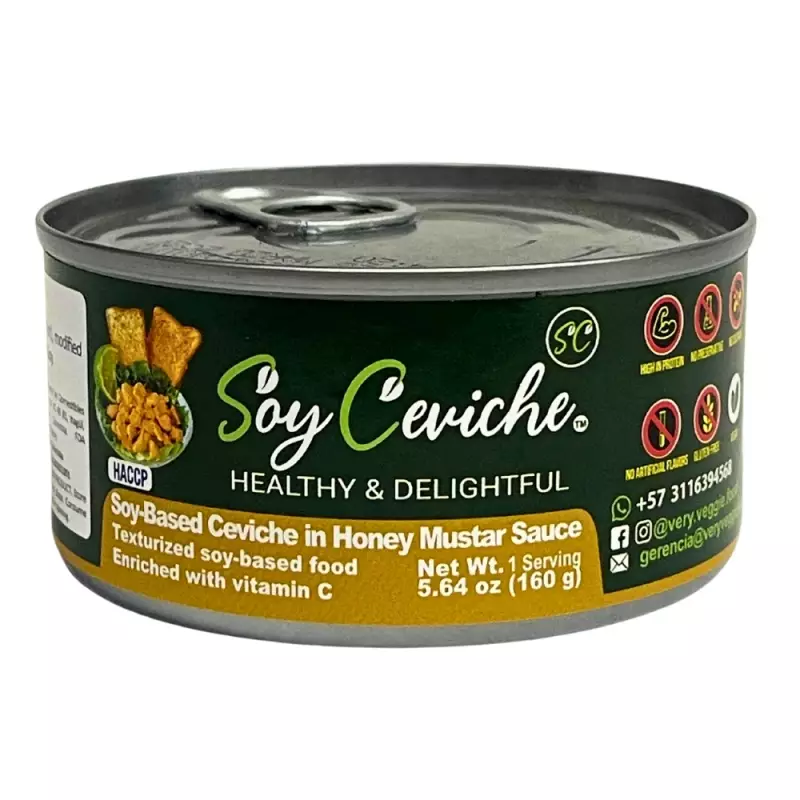 Soy Ceviche in Honey Mustard Sauce-5,64oz-Vegan Protein–Gluten free – Ready-to-eat – High fiber