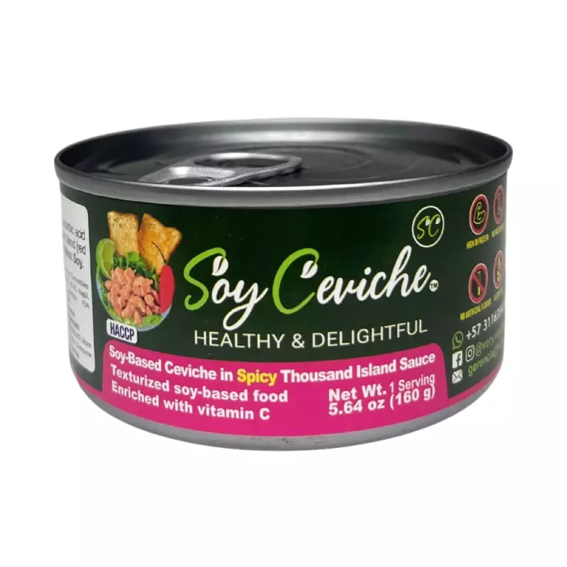 Soy Ceviche in Spicy Thousand Island Sauce-5,64oz-Vegan protein–Gluten free–No added sugar