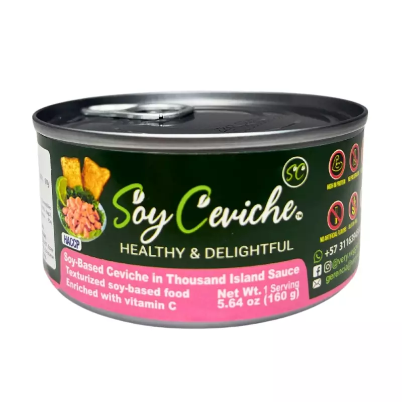 Soy Ceviche in Thousand Island Sauce – 4-pack (5.64oz each) – Vegan protein – Gluten free–High fiber