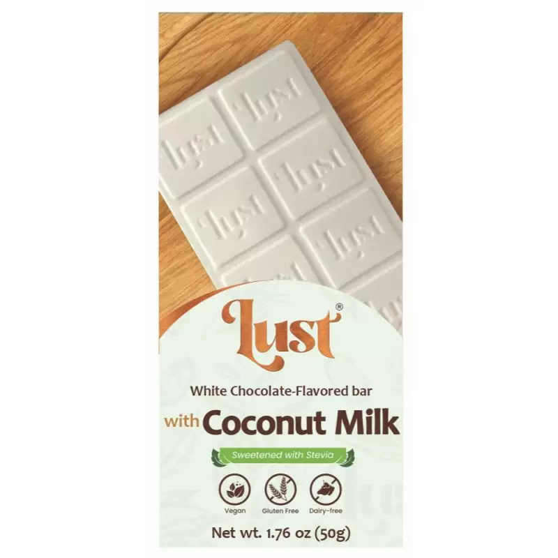 WHITE Chocolate with STEVIA and Coconut milk - 1.76oz -Gluten Free - Vegan - Sugar Free - Milk Free