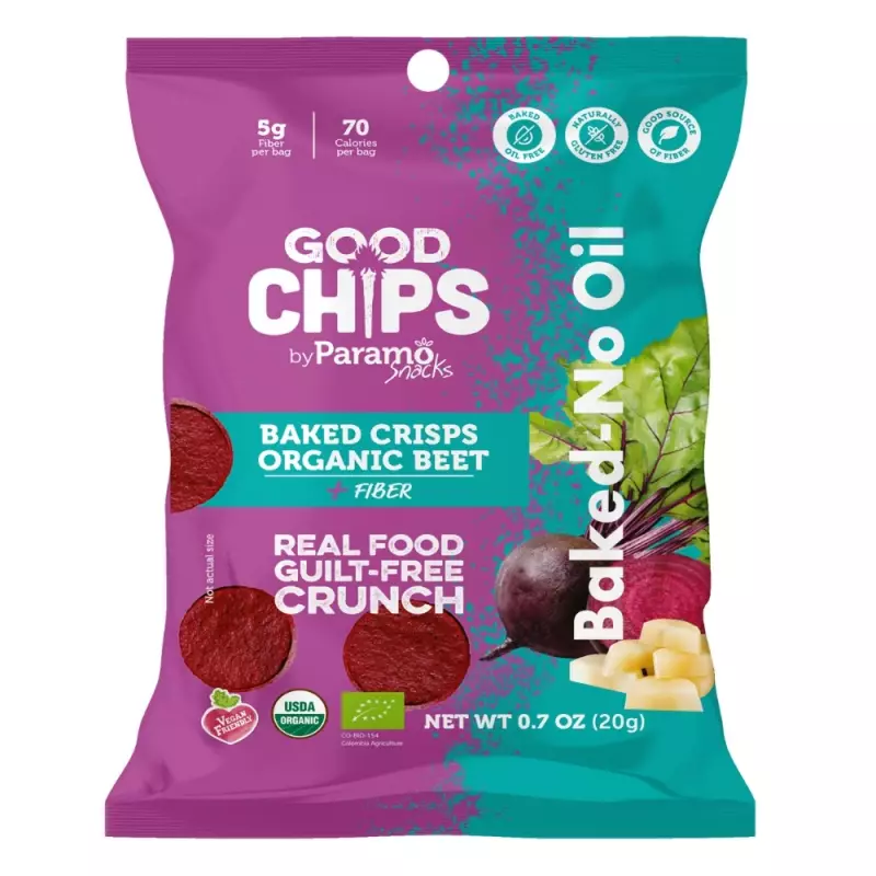 Baked Organic Beet Yacon Crisps 0.7oz Snack - Vegan. no oil. no added sugar. gluten free