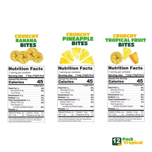 Pure Joy | 12 Pack Tropical Mix - 2 Banana, 6 Pineapple, 4 Tropical Fruit | 6 oz | 100% Fruit