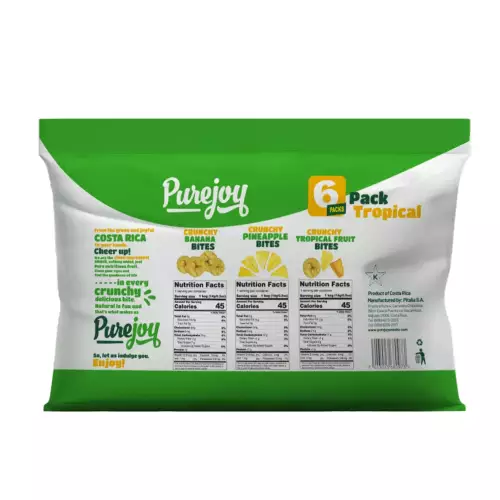 Pure Joy | 6 Pack Tropical Mix - 1 Banana, 3 Pineapple, 2 Tropical Fruit | 3 oz | 100% Fruit