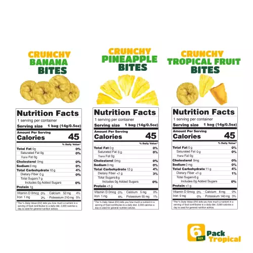 Pure Joy | 6 Pack Tropical Mix - 1 Banana, 3 Pineapple, 2 Tropical Fruit | 3 oz | 100% Fruit