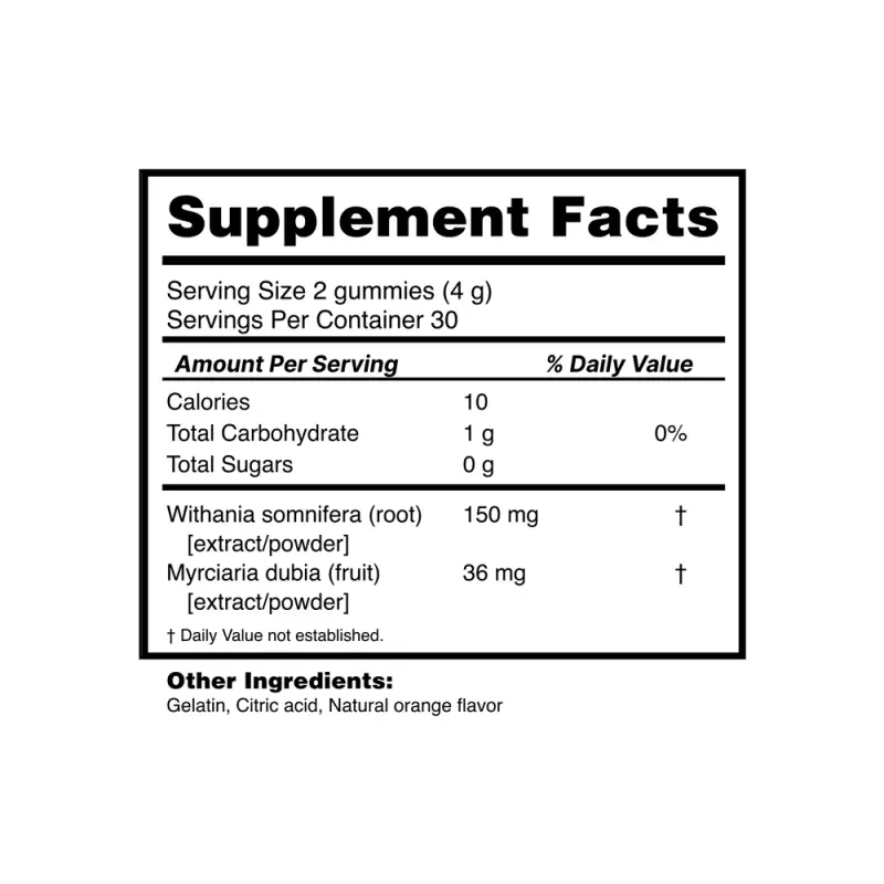 Tinku | Calm & Energy Gummies | Ashwagandha Camu Camu | 4.2 oz