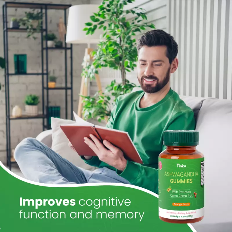 Tinku | Calm & Energy Gummies | Ashwagandha Camu Camu | 4.2 oz
