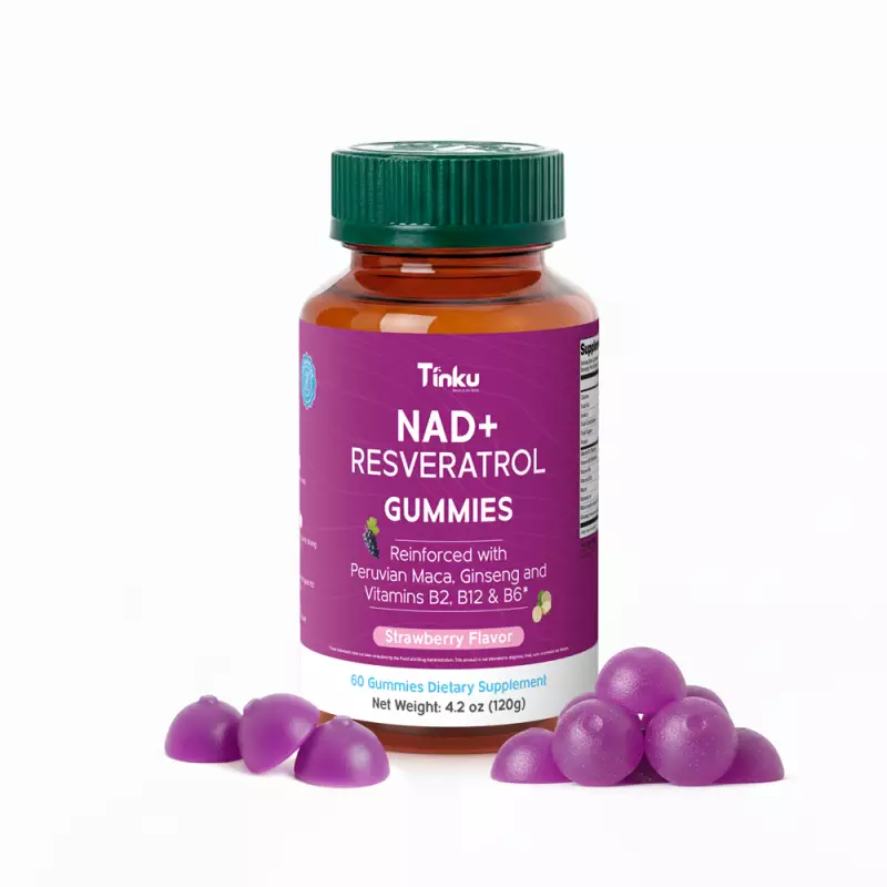 Tinku | Longevity & Daily vitality Boost Gummies | NAD, Resveratrol, Maca | 4.2 oz