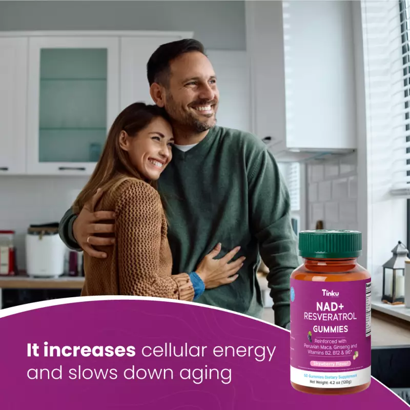 Tinku | Longevity & Daily vitality Boost Gummies | NAD, Resveratrol, Maca | 4.2 oz