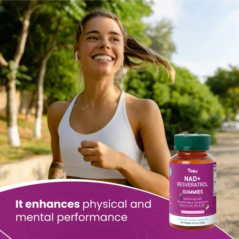 Tinku | Longevity & Daily vitality Boost Gummies | NAD, Resveratrol, Maca | 4.2 oz