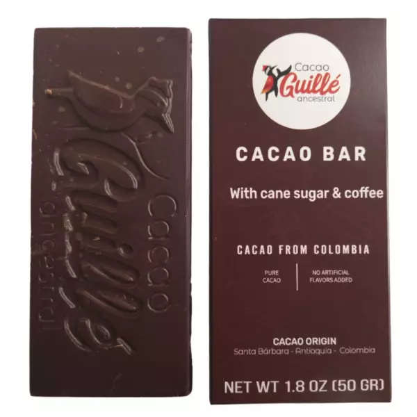 82% Cacao Bar With Cane Sugar n Coffee - 1.8 oz - Pure Cacao - Been to Bar - No Artificial Flavors