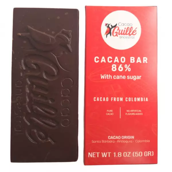 86% Cacao Bar With Cane Sugar - 1.8 oz - Pure Cacao - Been to Bar - No Artificial Flavors Added