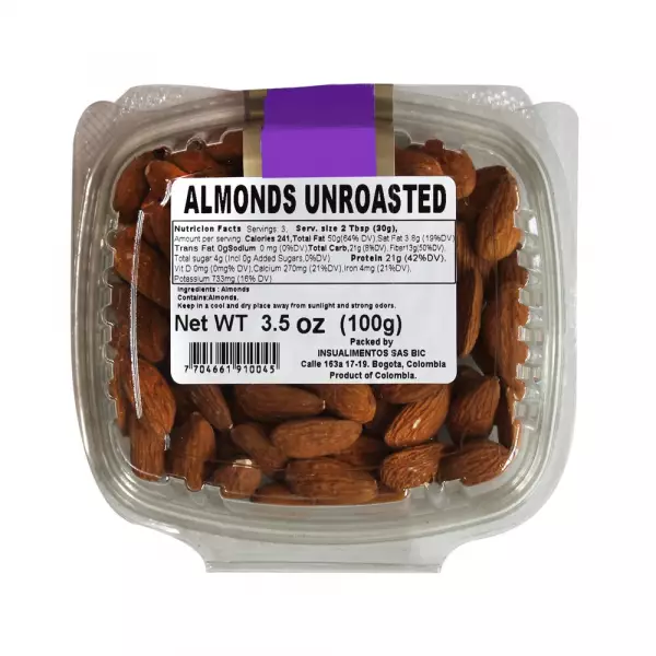 ALMONDS UNROASTED - 3.53 oz