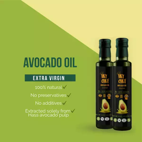 Avocado oil/ NATURAL FLAVOR/ Extra Virgin/ Unrefined/ FIRST COLD PRESSED/ 100% natural/ Vegan/8.4 Oz