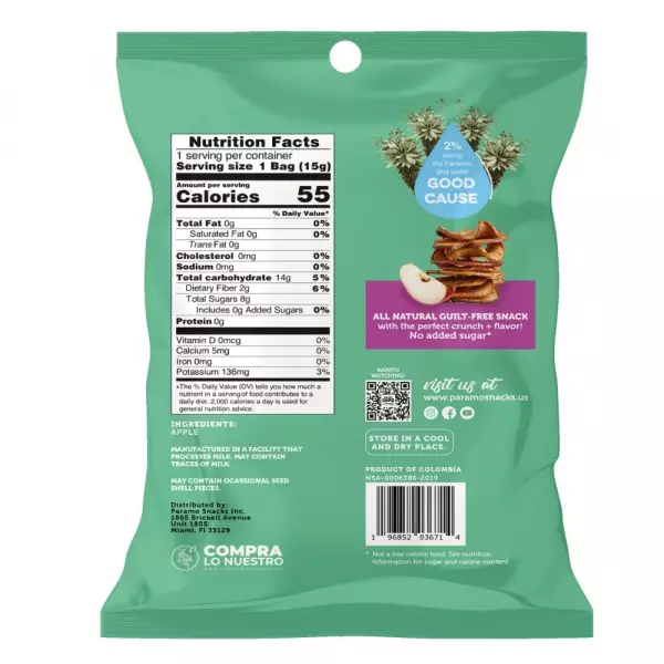 Baked Apple Chips 0.53oz Snack - Vegan. no oil. no added sugar. gluten free