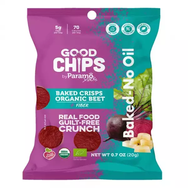 Baked Organic Beet Yacon Crisps 0.7oz Snack - Vegan. no oil. no added sugar. gluten free E