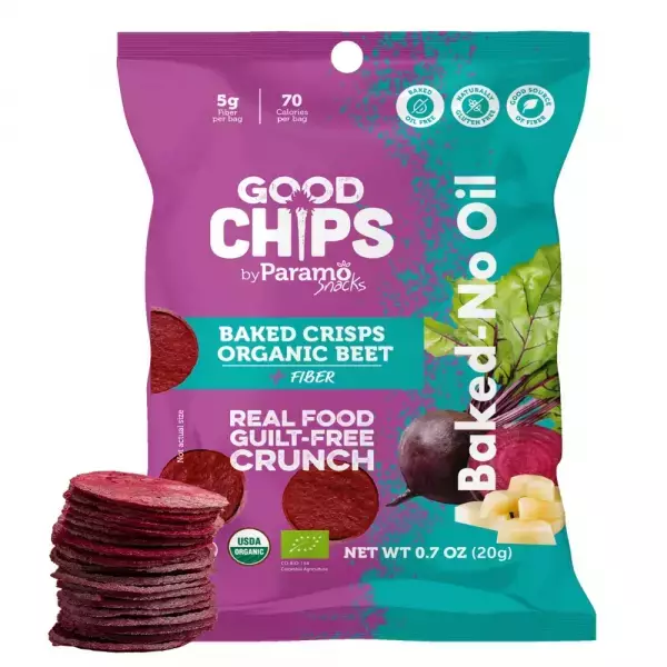 Baked Organic Beet Yacon Crisps 0.7oz Snack - Vegan. no oil. no added sugar. gluten free E