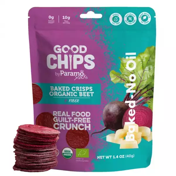 Baked Organic Beet Yacon Crisps 1.4oz Snack - Vegan. no oil. no added sugar. gluten free E