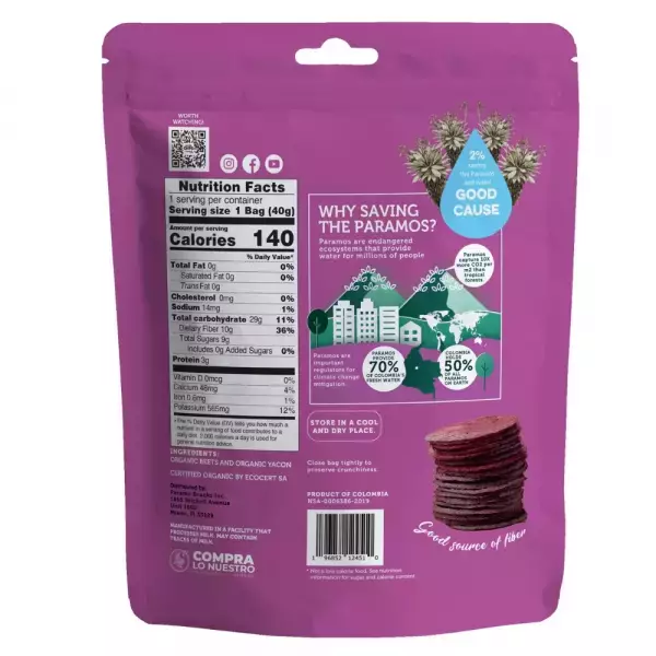 Baked Organic Beet Yacon Crisps 1.4oz Snack - Vegan. no oil. no added sugar. gluten free E