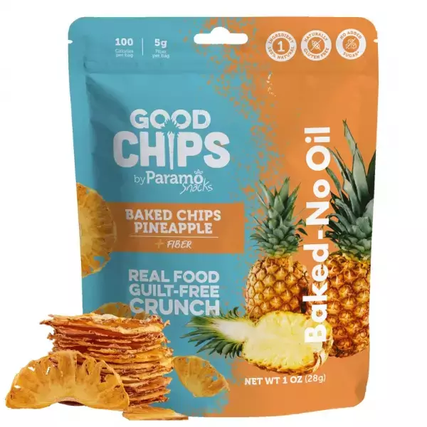 Baked Pineapple Chips 1oz Snack - Vegan. no oil. no added sugar. gluten free E