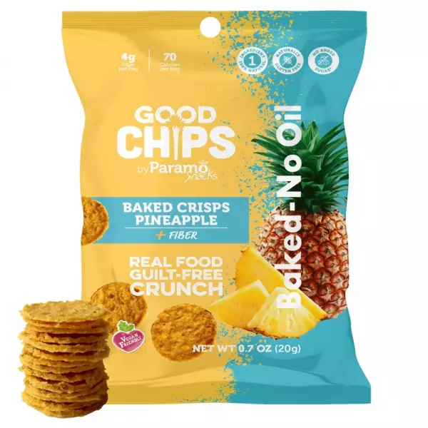 Baked Pineapple Crisps 0.7oz Snack - Vegan. no oil. no added sugar. gluten free