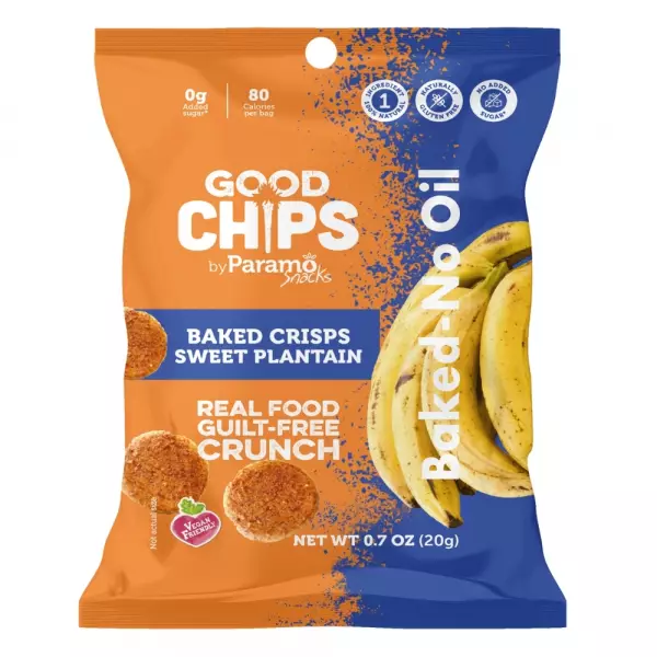 Baked Sweet Plantain Crisps 0.7oz Snack - Vegan. no oil. no added sugar. gluten free