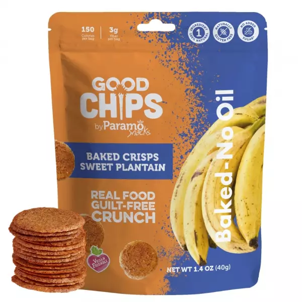 Baked Sweet Plantain Crisps 1.4oz Snack - Vegan. no oil. no added sugar. gluten free