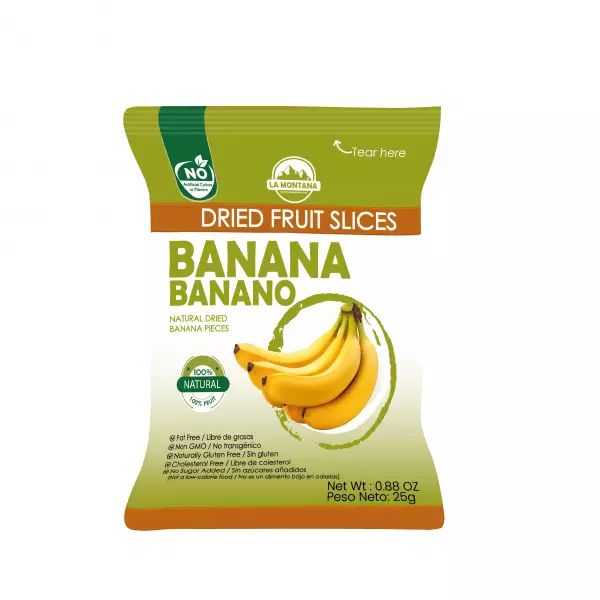 Banana dried snacks - 0.88 oz - 100% fruit natural - No sugar addied - Gluten Free