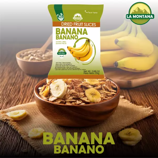 Banana dried snacks - 0.88 oz - 100% fruit natural - No sugar addied - Gluten Free