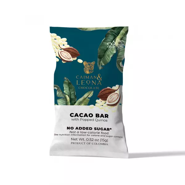 Cacao Bar with Quinoa Pop 40% cacao - 0.52 oz - No Added Sugar - Gluten Free