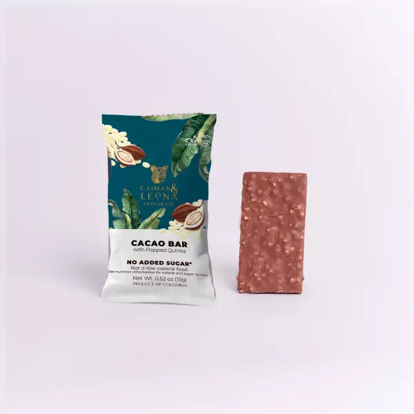 Cacao Bar with Quinoa Pop 40% cacao - 0.52 oz - No Added Sugar - Gluten Free