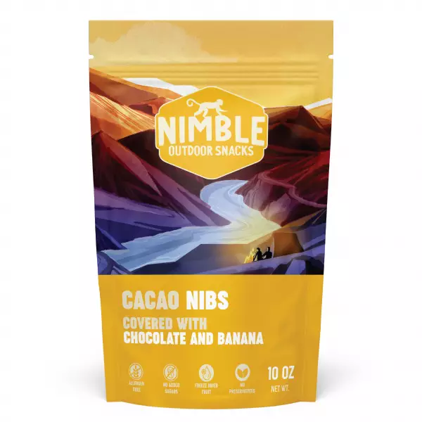Cacao nibs covered with chocolate and freeze dried Banana - 10 oz pouch - Nutrient dense - vegan
