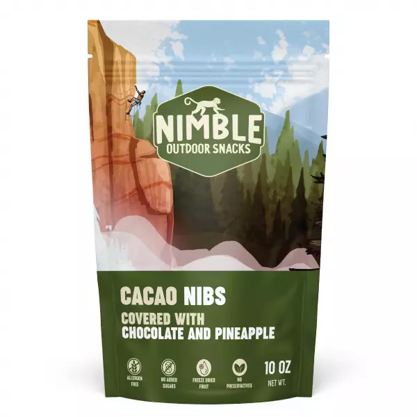 Cacao nibs covered with chocolate and freeze dried Pineapple - 10 oz pouch - Nutrient dense - vegan