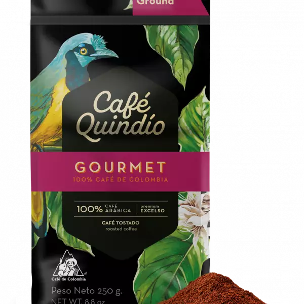 Cafe Quindio Gourmet | Medium Roast 100% Colombian Excelso Ground Arabica Coffee | 8.8 Ounce Bag E
