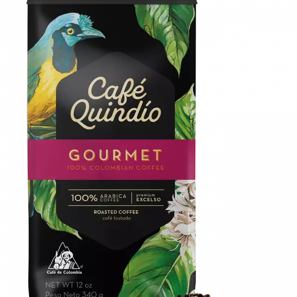 Cafe Quindio Gourmet | Medium Roast 100% Colombian Excelso Whole Bean Arabica Coffee | 12 Ounce BagE