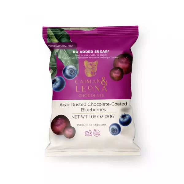 Caiman & Leona | Açaí-dusted chocolate-coated blueberries | 1.05 oz E