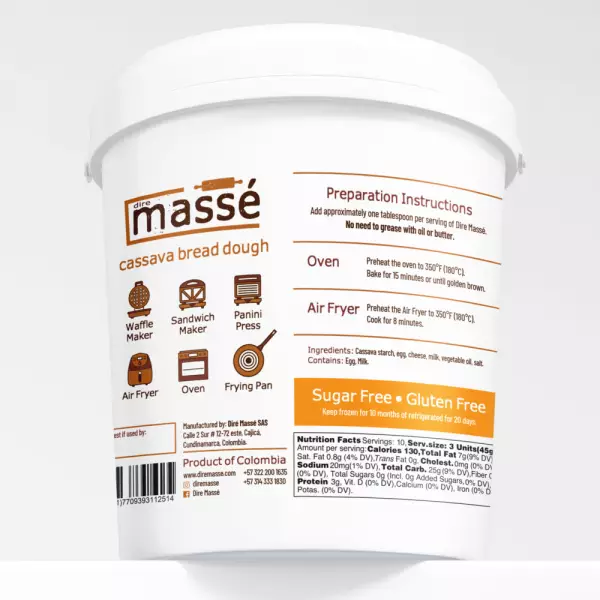 Cassava bread dough (masa de pandeyuca) - 17 Oz - Sugar free - Gluten free
