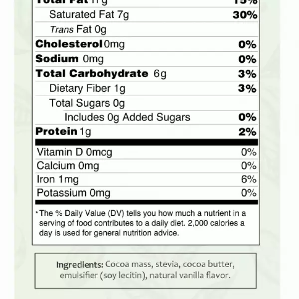 CHOCOLATE 80% cocoa - 1.76oz with STEVIA - Gluten Free - Vegan - Sugar Free - Milk Free